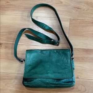 Green Leather Crossbody Bag made in Italy